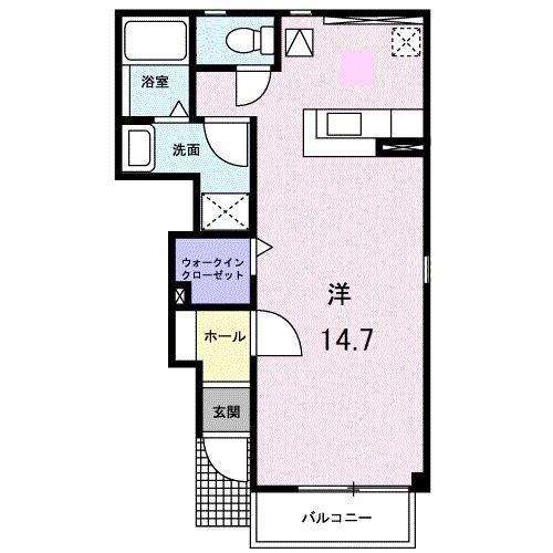 プロムナードA(ワンルーム/1階)の間取り写真
