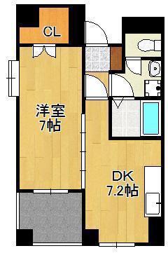 MDIインターフェイス竪町(1DK/10階)の間取り写真