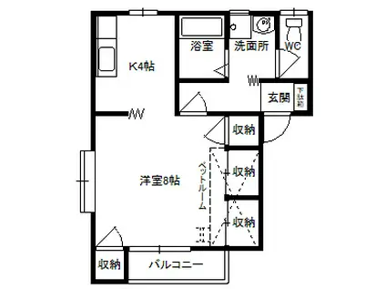 カナリヤハイツ(1K/1階)の間取り写真