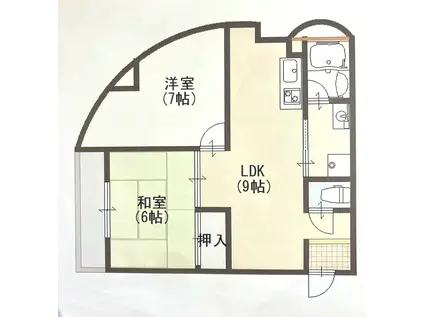 カーサ大石(2LDK/4階)の間取り写真