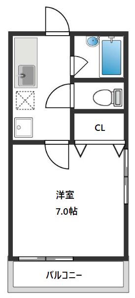 ラ ジェルス アオト(1K/2階)の間取り写真