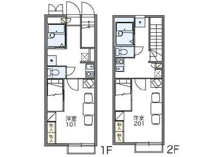 レオパレスメローネV(1K/2階)の間取り写真