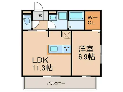 D-ROOM五十川(1LDK/2階)の間取り写真