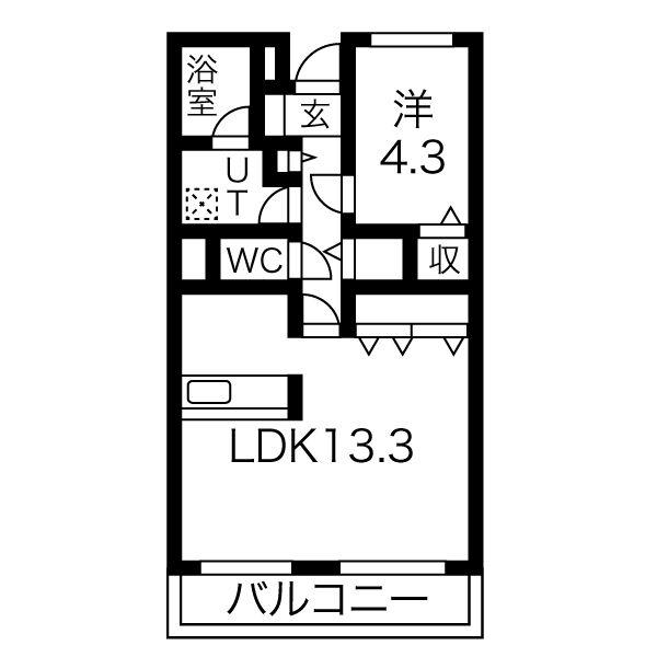 アーバンシャトー(1LDK/3階)の間取り写真