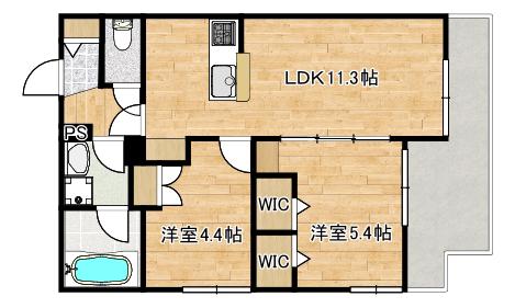 ブリリアント中川(2LDK/2階)の間取り写真