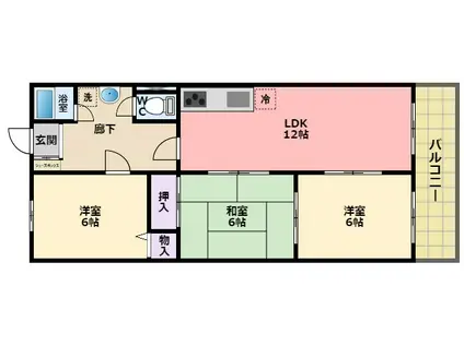シャトー竹内(3LDK/1階)の間取り写真