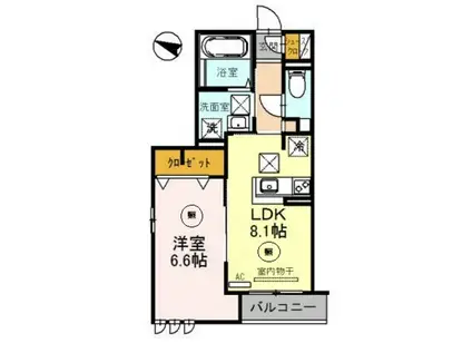 ラ・ファビュラス(1LDK/1階)の間取り写真