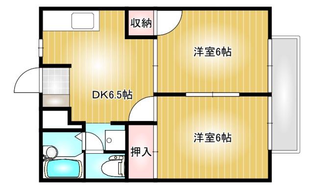シティハイツ都(2DK/2階)の間取り写真