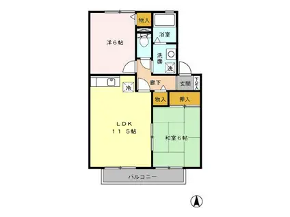 グランシャリオ(2LDK/2階)の間取り写真