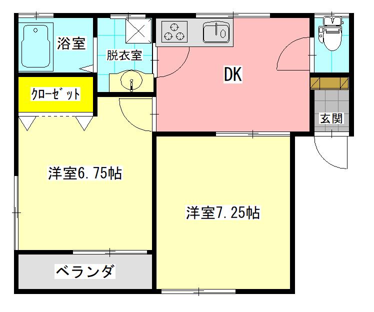 メゾン中之島(2DK/3階)の間取り写真