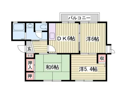 ディアス北条E棟(3DK/2階)の間取り写真