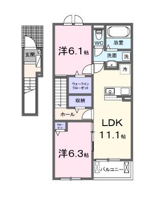 プログレス コート(2LDK/2階)の間取り写真