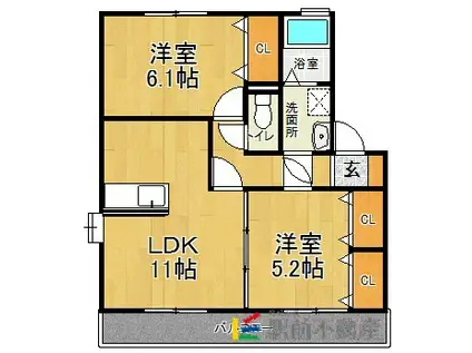 アネックスMII D棟(2LDK/2階)の間取り写真