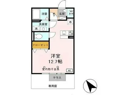 グランマーシーマサノ B棟(ワンルーム/2階)の間取り写真