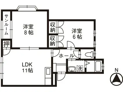 アローニア10(2LDK/1階)の間取り写真