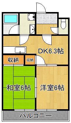 サンライズ門司(2DK/1階)の間取り写真