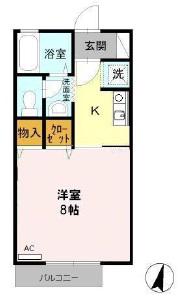 JHかけがわ(1K/1階)の間取り写真