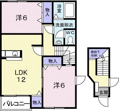 アメニティハウスアサヒB(2LDK/2階)の間取り写真