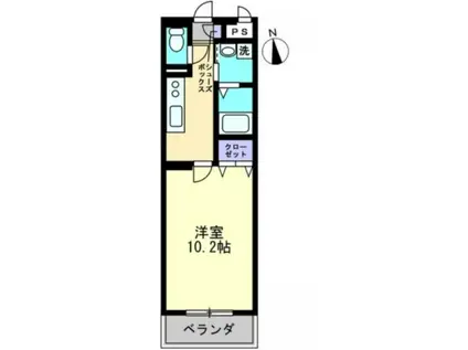 マリベール YUME(1K/2階)の間取り写真