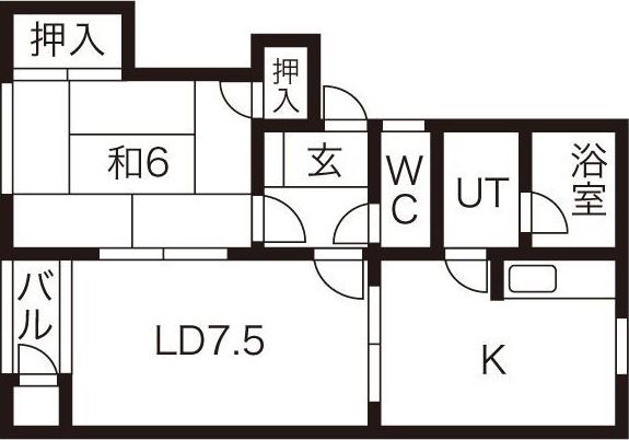 ユリハイツB棟(2DK/1階)の間取り写真