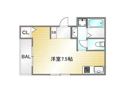 ワコーレヴィータ神戸上沢通サウス(ワンルーム/2階)の間取り写真