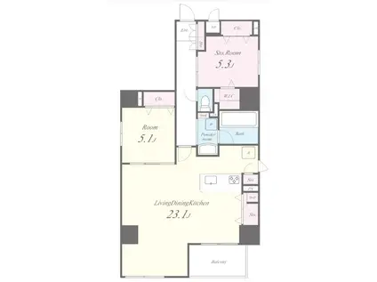 シークレフ北浜(1SLDK/2階)の間取り写真