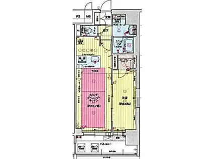プレサンス栄ライズ(1LDK/4階)の間取り写真