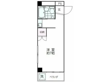 アルカディア西塚(ワンルーム/2階)の間取り写真