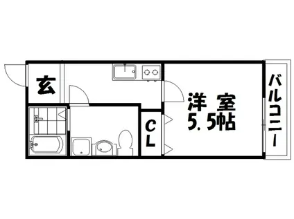 CASA御殿山(1K/2階)の間取り写真