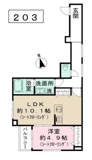 ミュール ノワール(1LDK/2階)の間取り写真