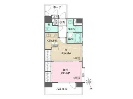 ライオンズマンション浅草雷門(1DK/9階)の間取り写真