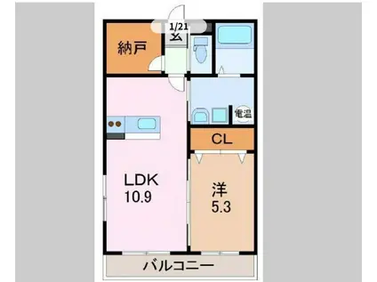 シンセアーマンション ノーブル(1LDK/2階)の間取り写真