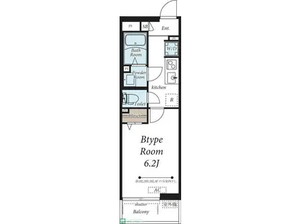 ヴィラ東中神(1K/4階)の間取り写真
