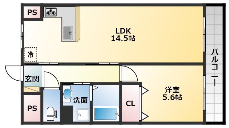 アモール(1LDK/3階)の間取り写真
