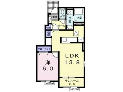 ハミング ライフ II(1LDK/1階)の間取り写真