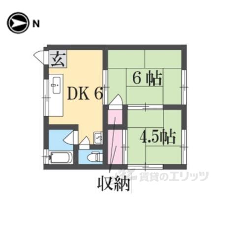 東生駒コーポ(2DK/2階)の間取り写真
