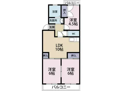 ロイアルまさや(3LDK/4階)の間取り写真