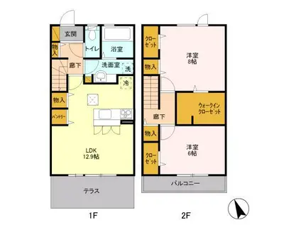 スリーズ(2LDK/1階)の間取り写真
