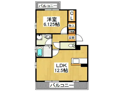 パルハーモニー(1LDK/1階)の間取り写真