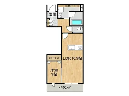 ALLURE JIMBA(1LDK/2階)の間取り写真