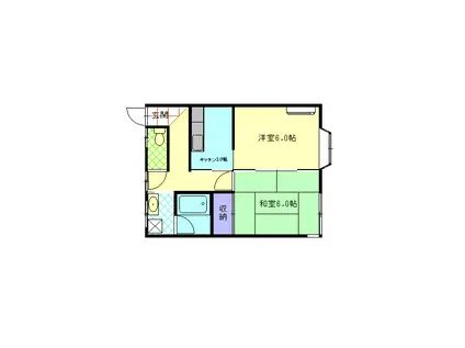 ウエストガーデン(2K/2階)の間取り写真