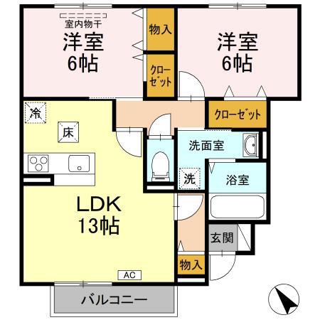 メゾン・エントピアIII(2LDK/1階)の間取り写真