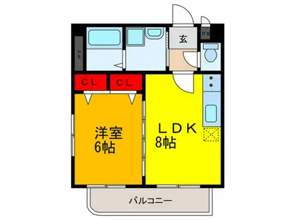 エスポワール永和(1LDK/2階)の間取り写真