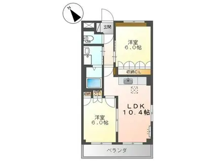 アバンティ(2LDK/1階)の間取り写真