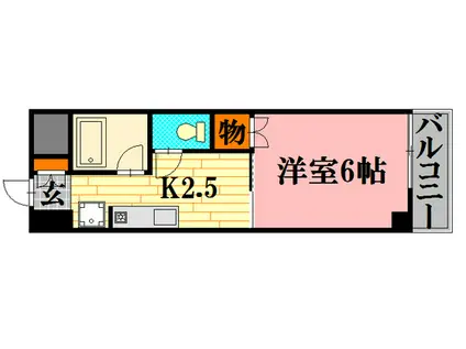 ラトゥール広島(1K/4階)の間取り写真