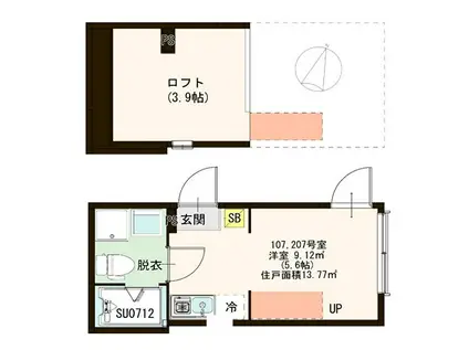 ハーモニーテラス井草(ワンルーム/2階)の間取り写真