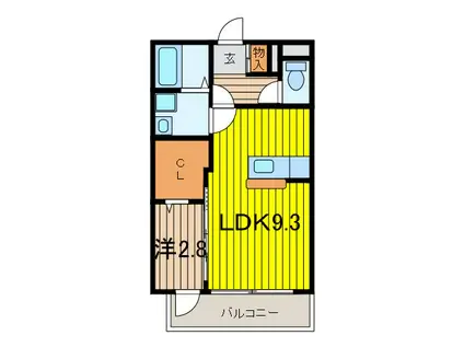 フルールさくら(1LDK/2階)の間取り写真