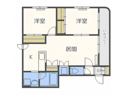 グランメール CALM(2LDK/3階)の間取り写真