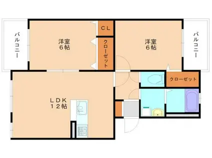 フィオーレK(2LDK/1階)の間取り写真