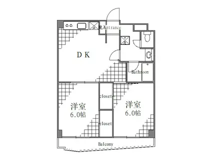小名木川ハウス(2DK/5階)の間取り写真